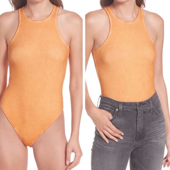 ALL Saints Bodysuit in burnt orange tangerine dyed color Size 6 Brat Summer NWT - Picture 5 of 11